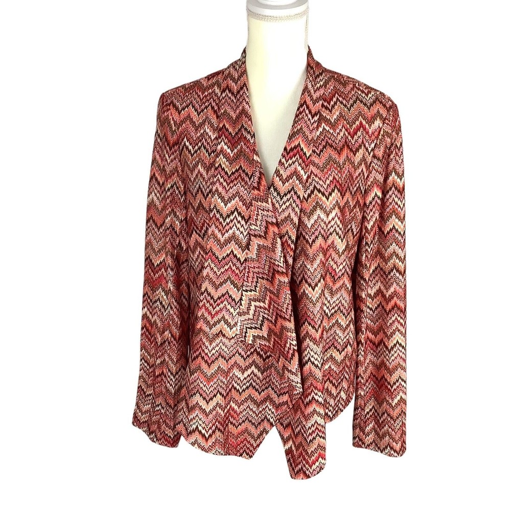 Anthracite by Muse Women's 12 Chevron Orange Pink Brown Blazer Jacket Open Front